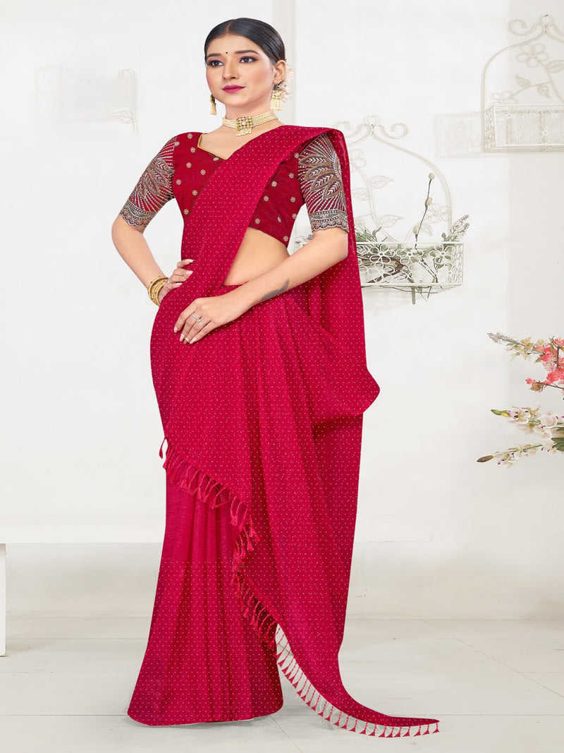 Red Chiffon saree