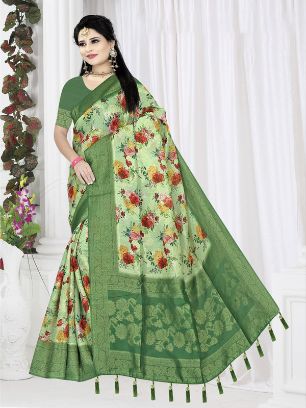 Pista Green Chanderi Silk saree