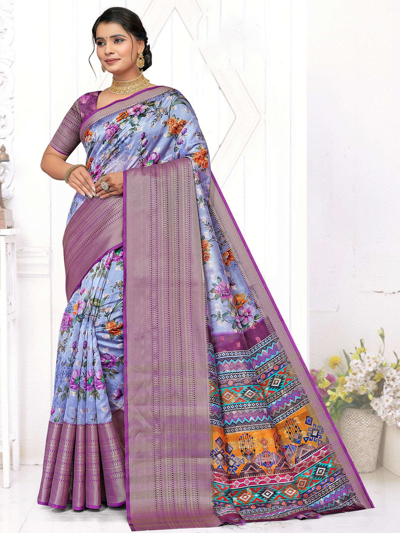 Lavender & Purple Organza Saree