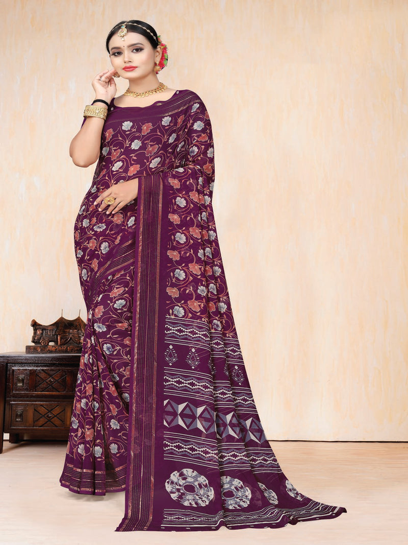 Rani Pink Georgette Saree  | BUY 1 GET 1 FREE