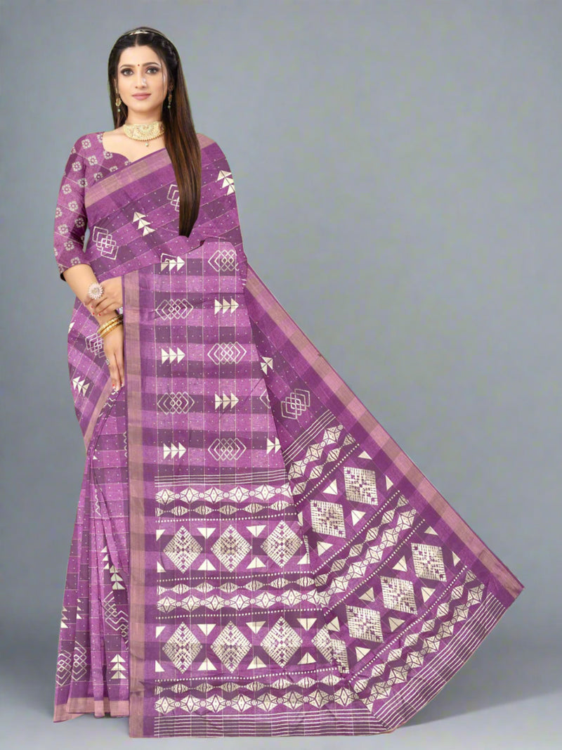 Onion Pink  Chanderi silk  saree  | BUY 1 GET 1 FREE