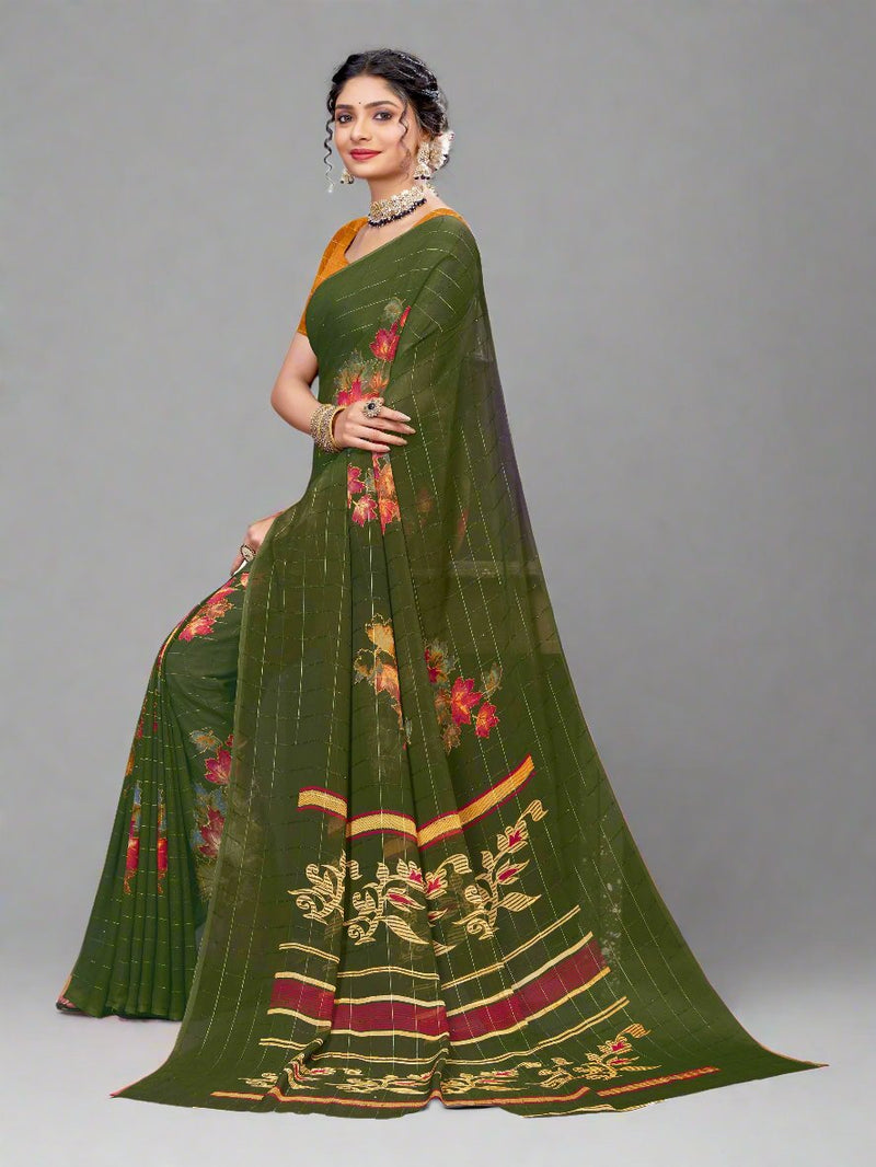 Brown Georgette Saree