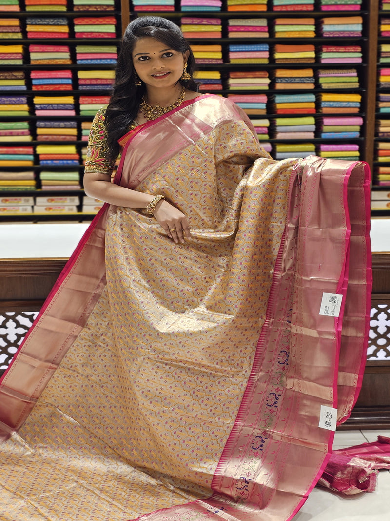 CSM-19122 | Mustard & Rani Pink Kanchi Padiya Pattu Saree