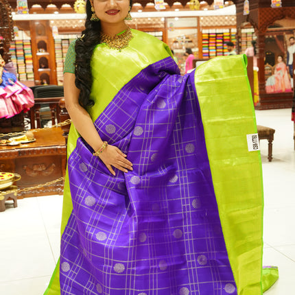 CSM-17760 | Violet & Green  Pure Kanchi Padiya Pattu Saree