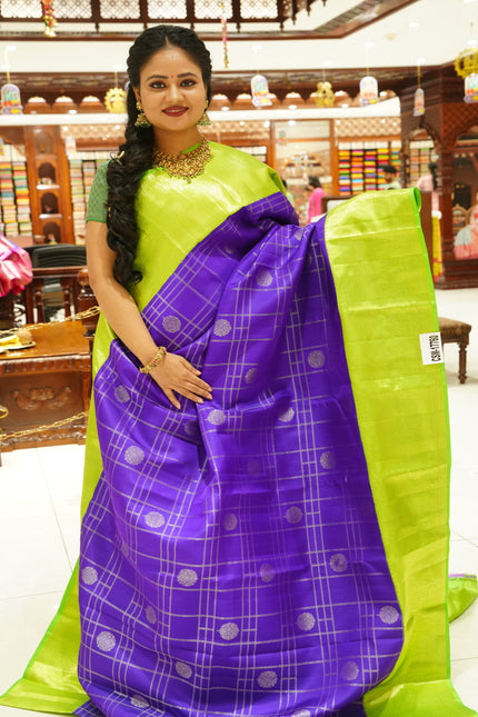 CSM-17760 | Violet & Green  Pure Kanchi Padiya Pattu Saree