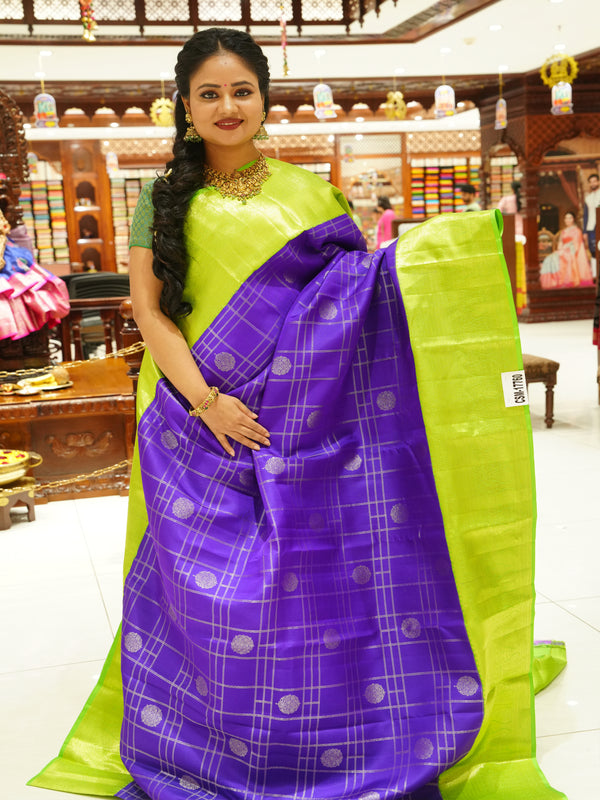 CSM-17760 | Violet & Green  Pure Kanchi Padiya Pattu Saree