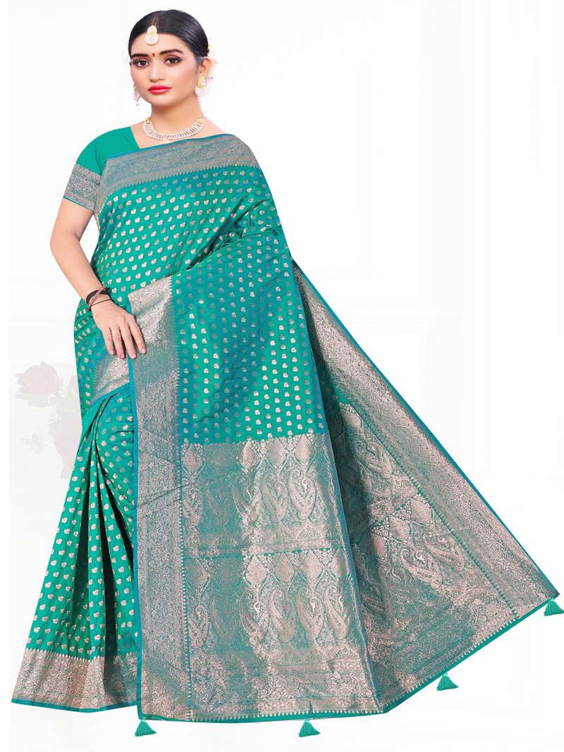 Bottle Green Banaras Silk Saree