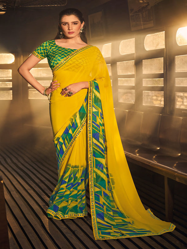 Mustard Georgette Saree | BUY 1 GET 1 FREE