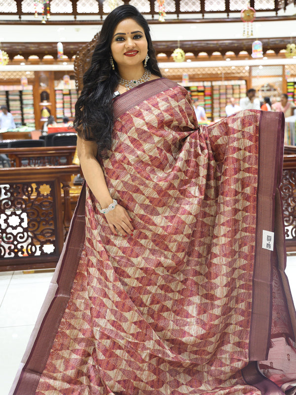 CSM-18228 | Beige & Purple Dola Silk  Saree