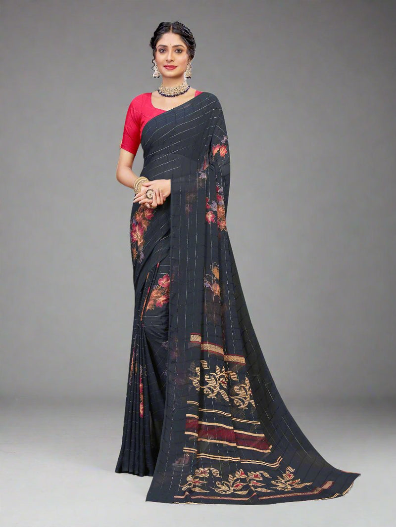 Brown Georgette Saree