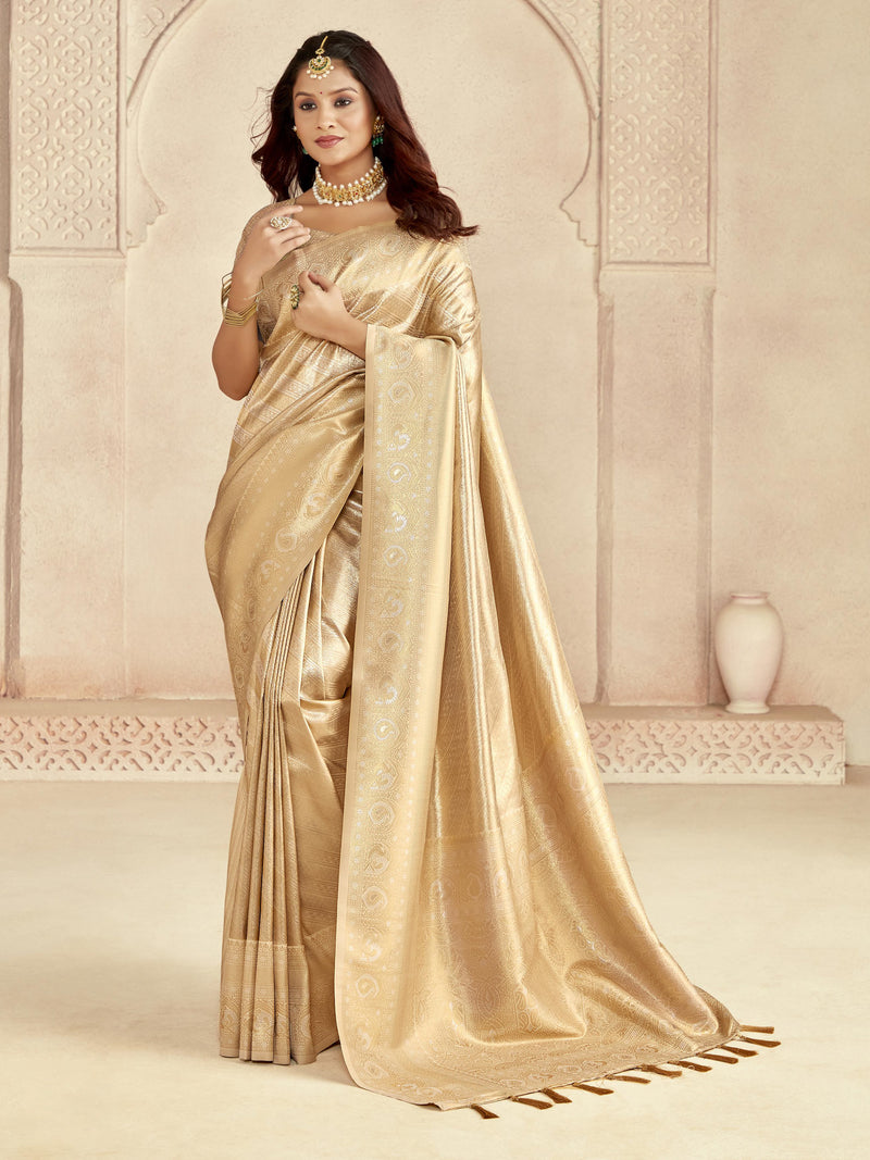 Cream Banaras Silk Saree