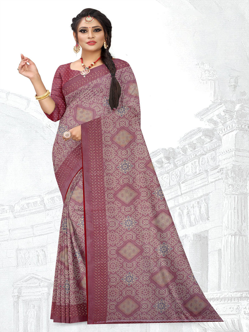 Light Purple Chiffon Brasso Saree | BUY 1 GET 1 FREE