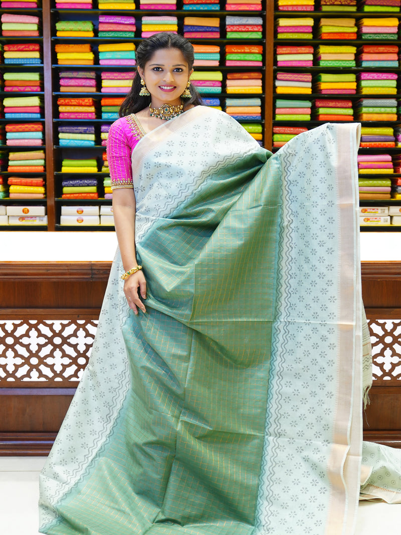 CSM-19501 | Light Green & Sage Green Bhagalpuri Silk Saree