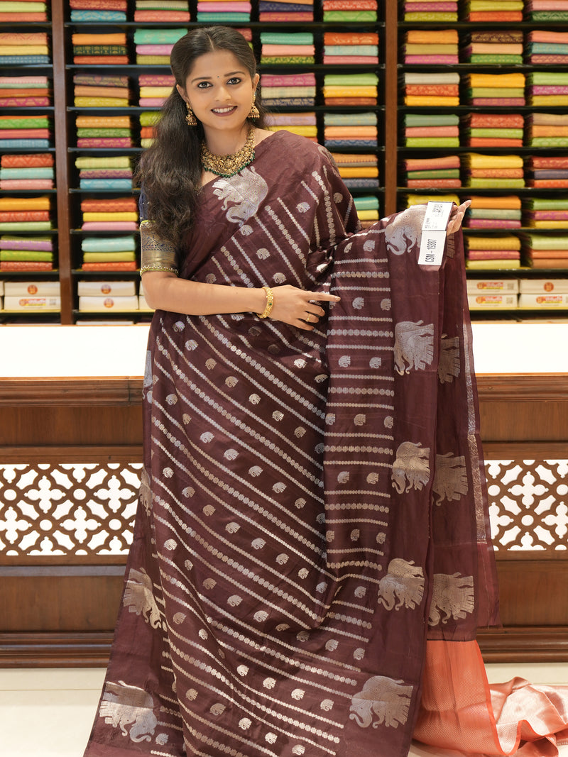 CSM-19387 | Wine Chiniya Silk Saree