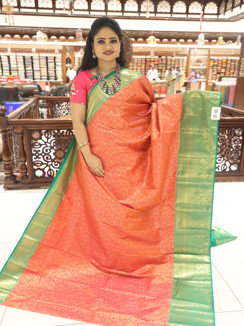 CSM-18384 | Rust & Green Kanchi Pattu Saree