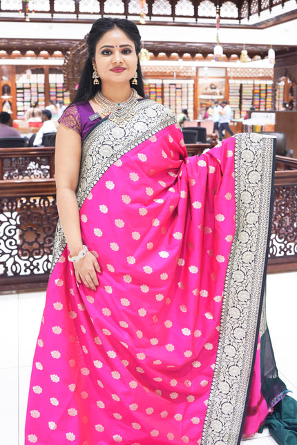 CSM-18441 | Rani Pink Banaras Kathan Silk Saree