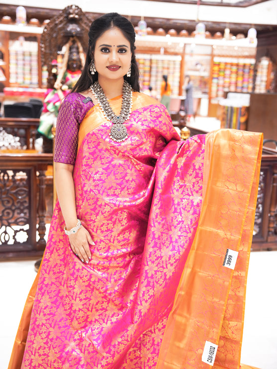 CSM-18032 | Rani Pink & Orange kanchi Pattu Saree