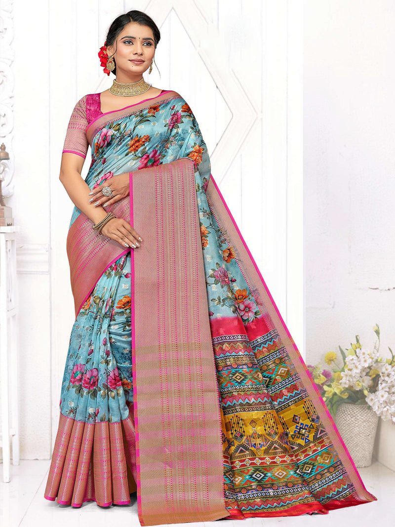 Lavender & Purple Organza Saree