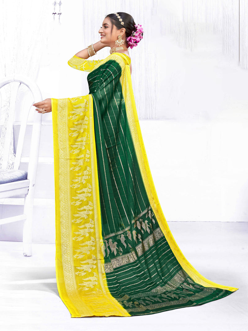 PURPLE & RAMA GREEN Chiffon Saree | BUY 1 GET 1 FREE