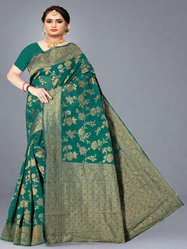 Rama Green Chanderi Silk Saree