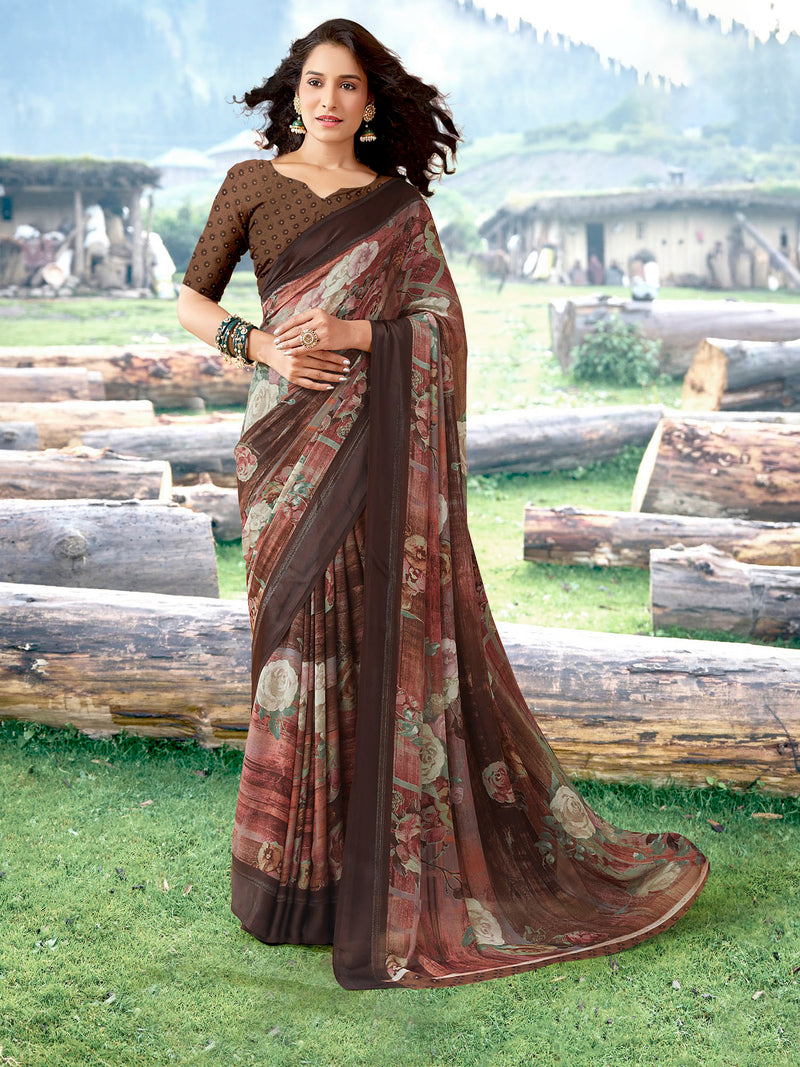 Green Georgette saree