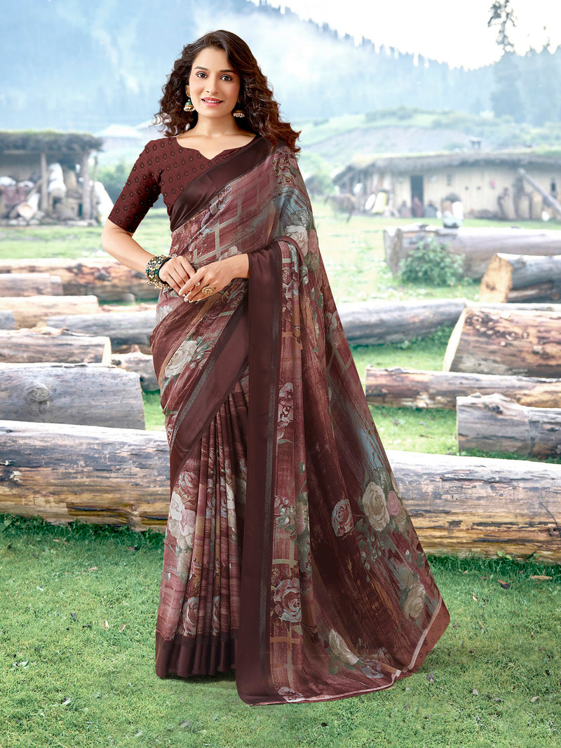 Green Georgette saree