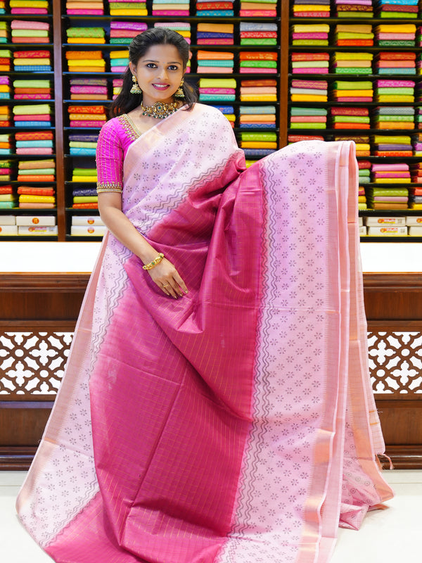 CSM-19502 | Maroon & Pink Bhagalpuri Silk Saree