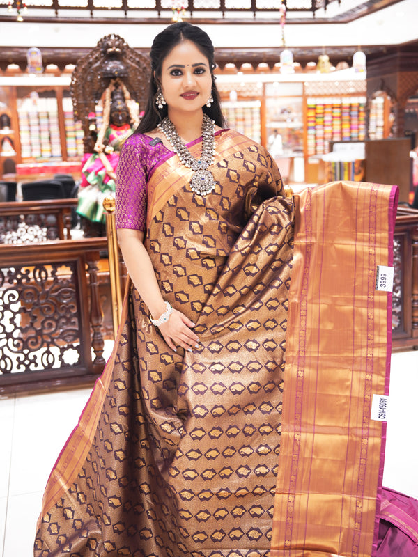 CSM-18031 | Coffee Brown & Purple kanchi Pattu Saree