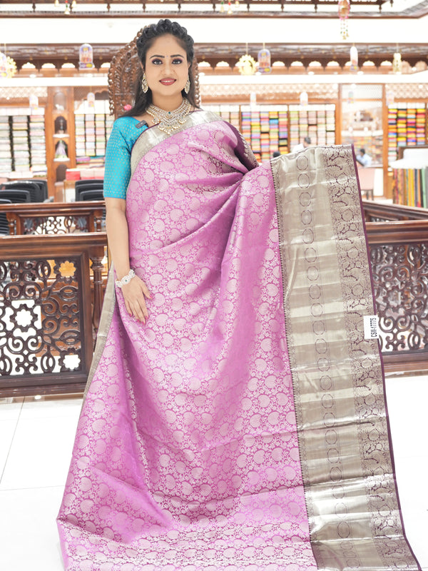 CSM-17775 | Light Pink & Purple Pure Kanchi Pattu Saree