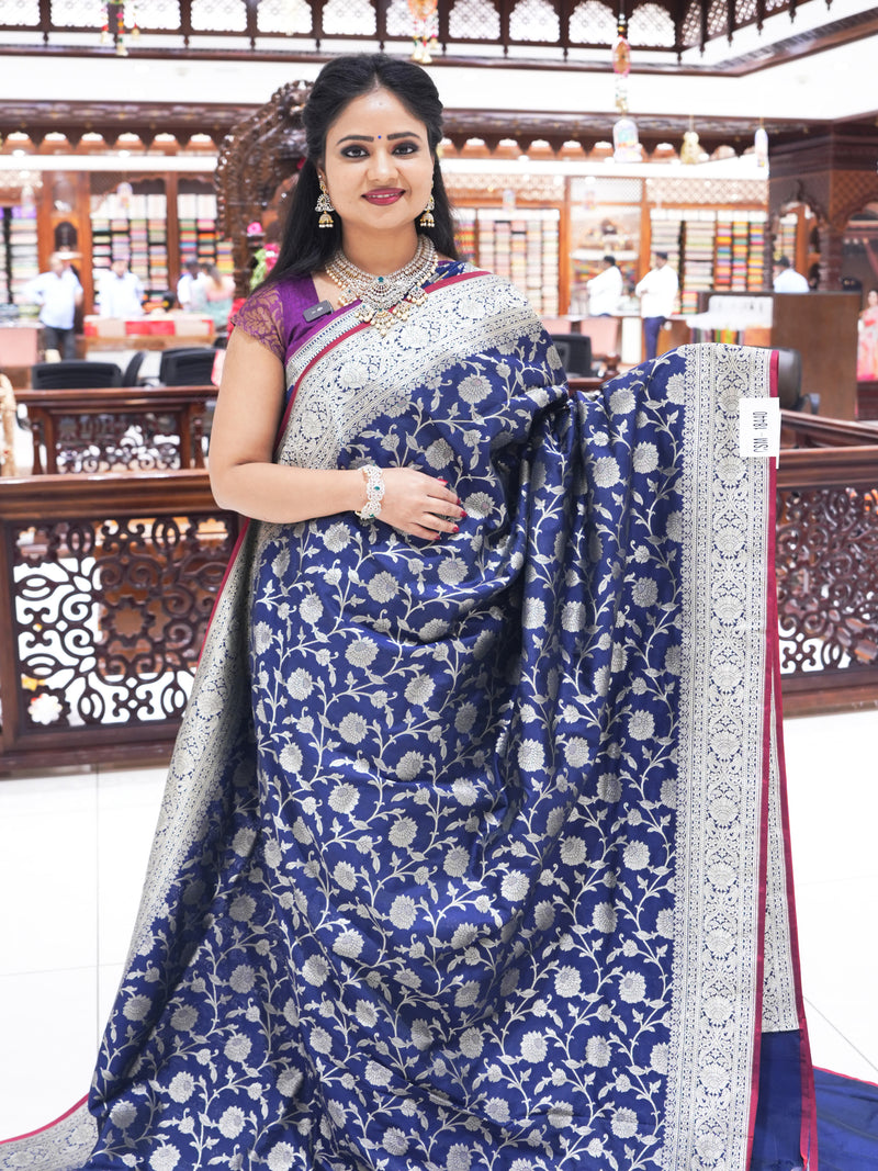 CSM-18440 | Navy Banaras Kathan Silk Saree