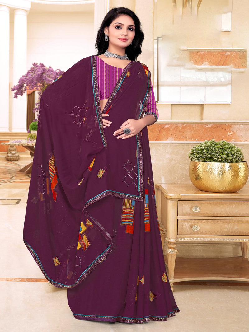 Maroon  saree with NEW | BUY 1 GET 1 FREE