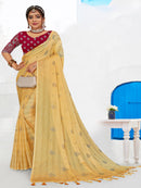 Cream Georgette saree