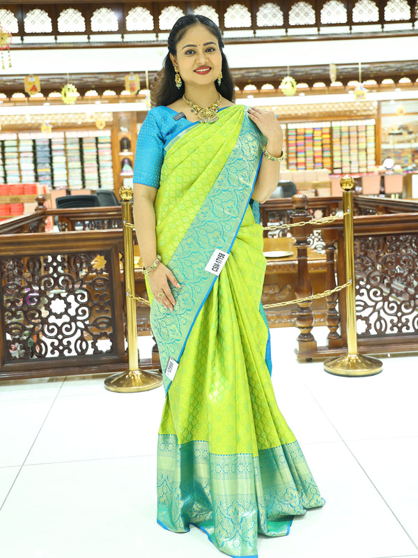 CSM-17158 | Neon Green & Blue Kanchi Heera Pattu Saree