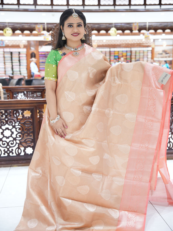 CSM-17465 | Gold & Peach Soft Tissue Kota Saree