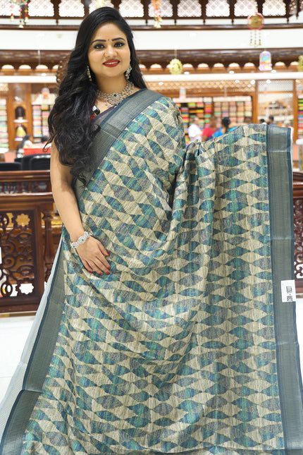 CSM-18227 | Green & Beige Dola Silk Saree