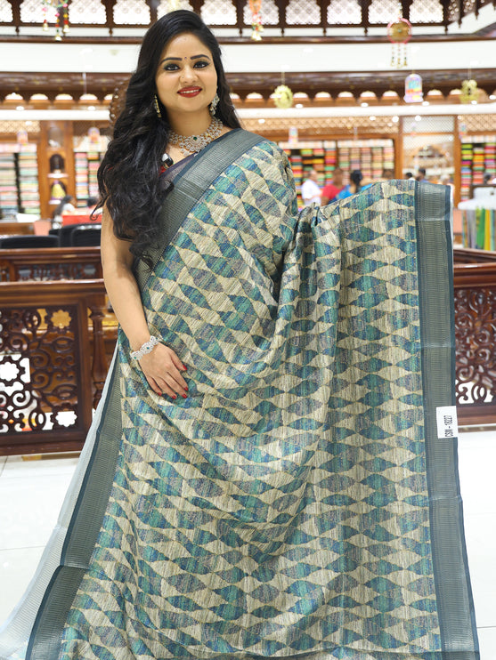 CSM-18227 | Green & Beige Dola Silk Saree