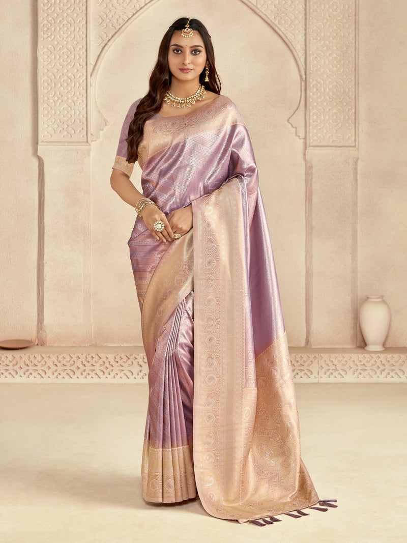 Cream Banaras Silk Saree