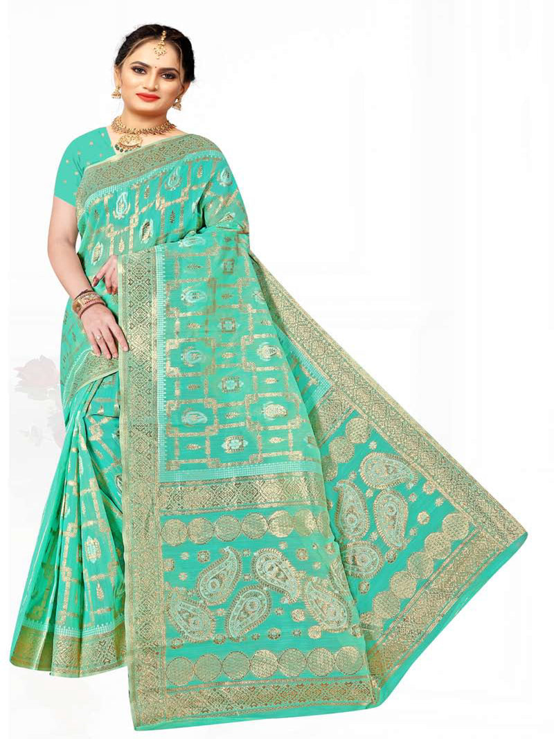 Sky Blue  Jute Silk saree