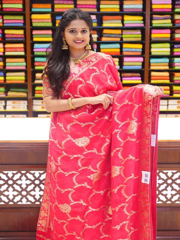 CSM-19200 | Red Kaddi Georgette Saree