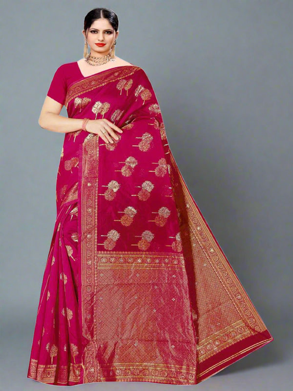 Magenta Banaras Silk Saree