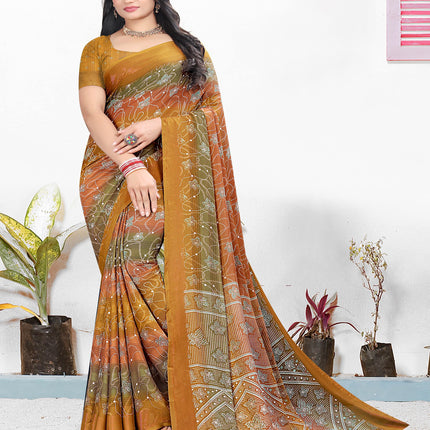 Light Brown Chiffon saree