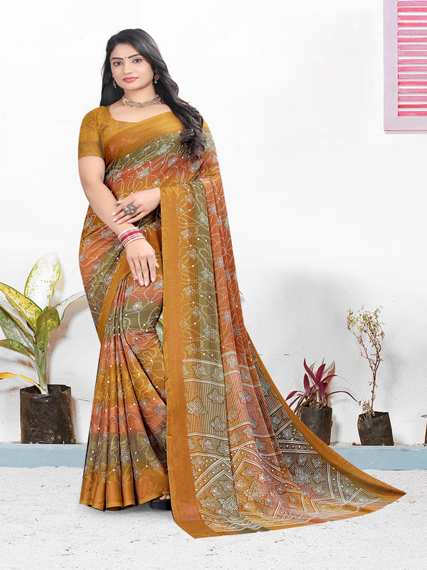 Light Brown Chiffon saree