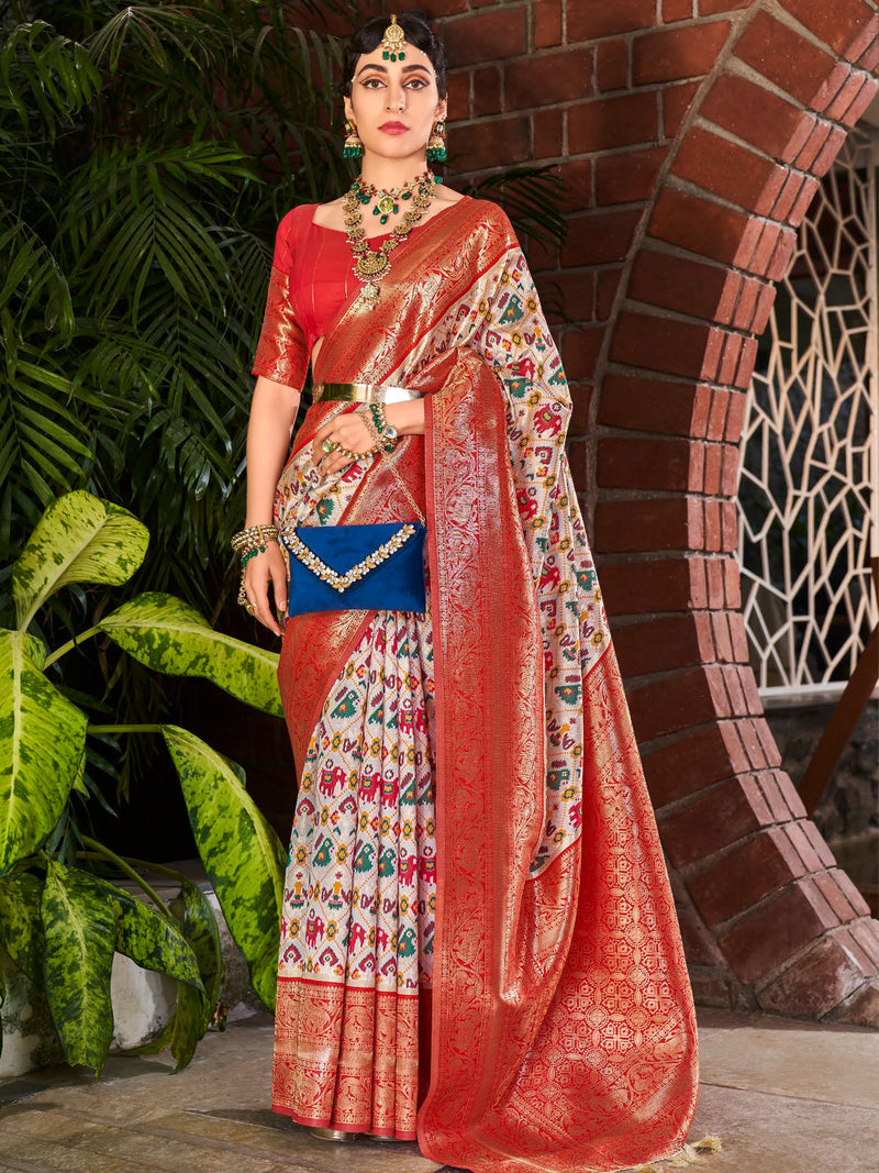 Navy & Red soft Banaras silk saree