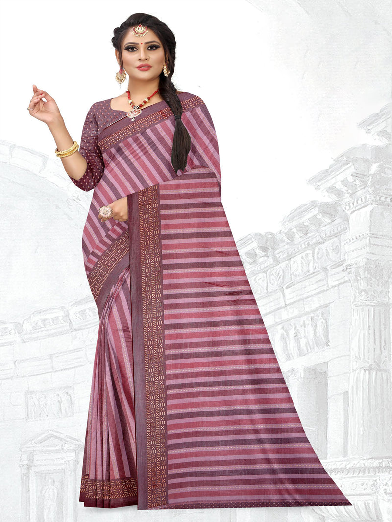 Brown Chiffon Brasso Saree | BUY 1 GET 1 FREE