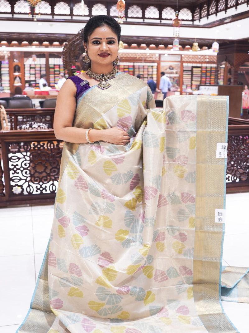 CSM-18507 | Cream & Sage Green  Kalamkari Digital Print Saree