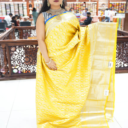 CSM-18342 | Yellow Kanchi Brocade Saree