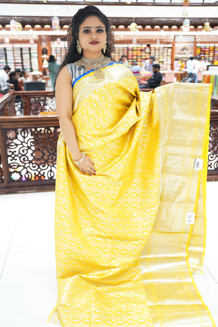 CSM-18342 | Yellow Kanchi Brocade Saree