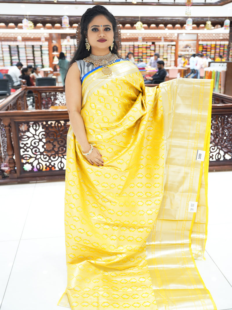 CSM-18342 | Yellow Kanchi Brocade Saree