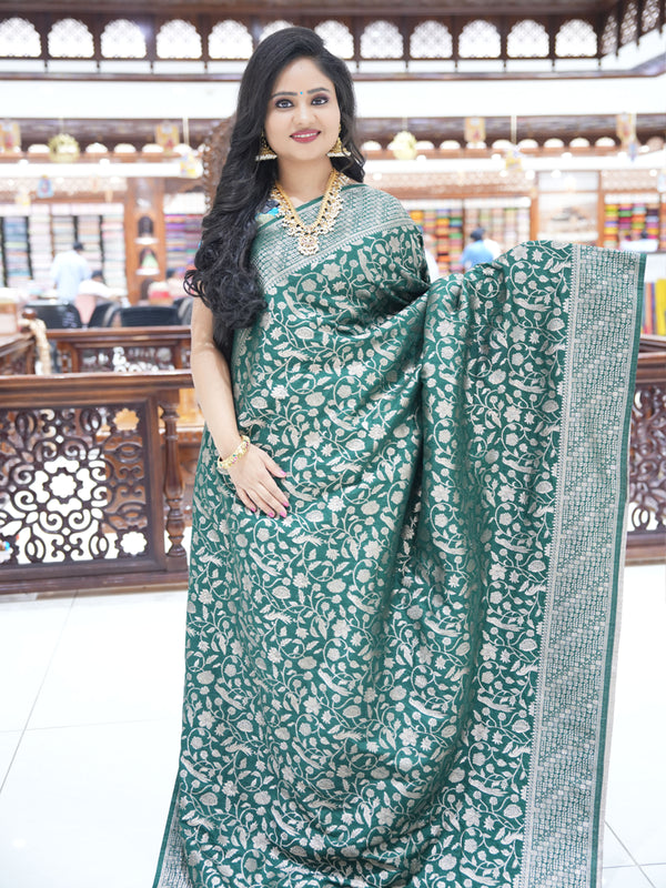 CSM-17475 | Bottle green Soft Khadi Silk Saree