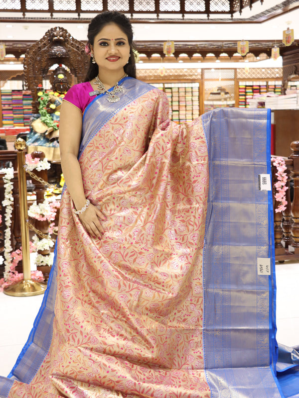CSM-17509 | Rani Pink & Tiffany Blue Kanchi Tissue Pattu Saree